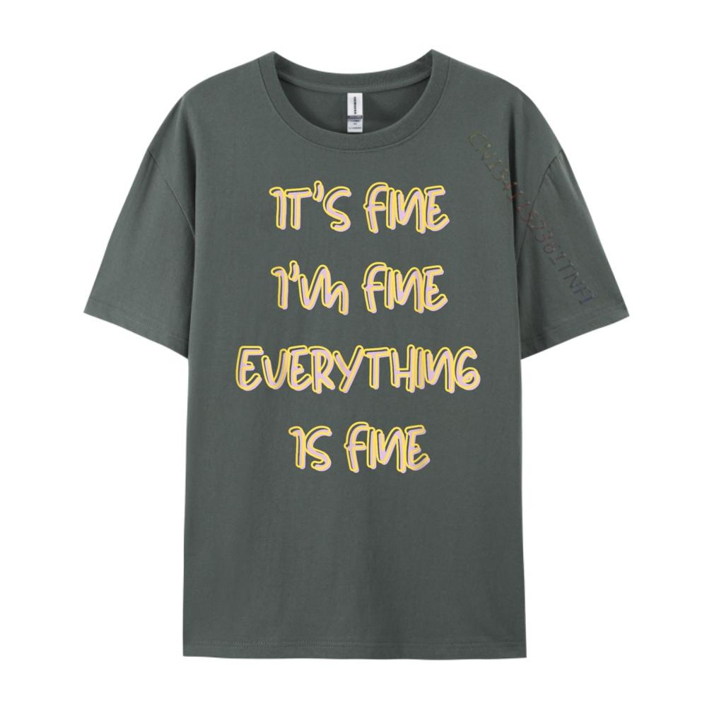 Funny Black Cat It Fine I M Fine Everything Is Fine Designer T Shirt Men T-Shirts