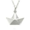 [P1219] - Серебряный кулон-лодочка «Оригами» из серебра (родиевое покрытие) - 14x9 мм