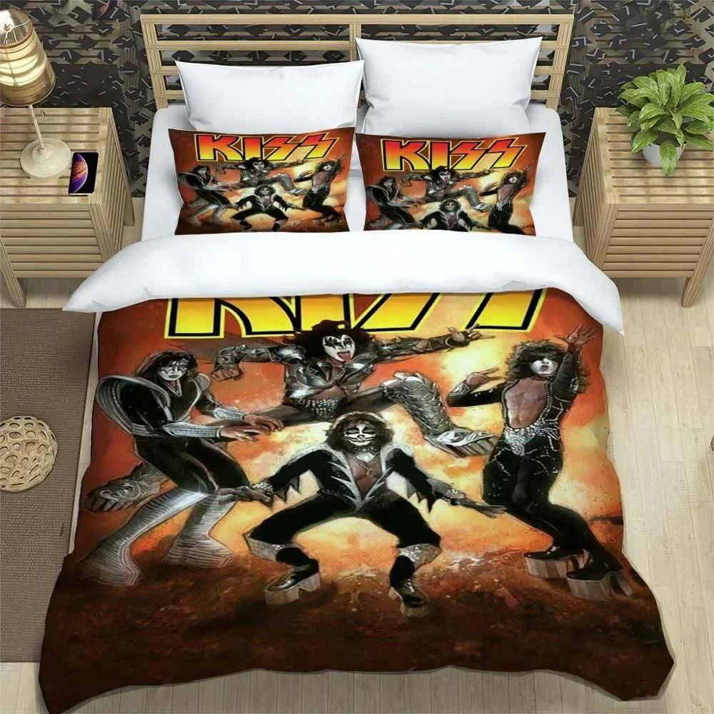 Постельное белье с изображением рок-группы KISS Изысканный комплект постельных принадлежностей Пододеяльник Комплект одеял Постельное белье Подарок на день рождения для девочки