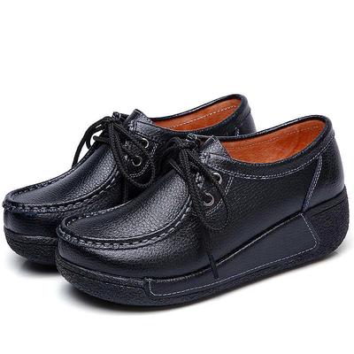 Женская обувь большого размера, кожаная повседневная женская обувь с трясущейся подошвой в корейском стиле, размеры 35-41