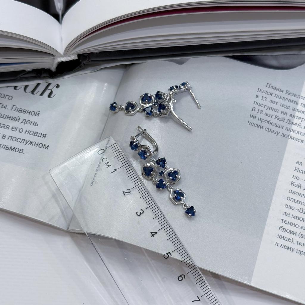 Серебряные серьги с сапфиром nano 3.625ct (2174660)