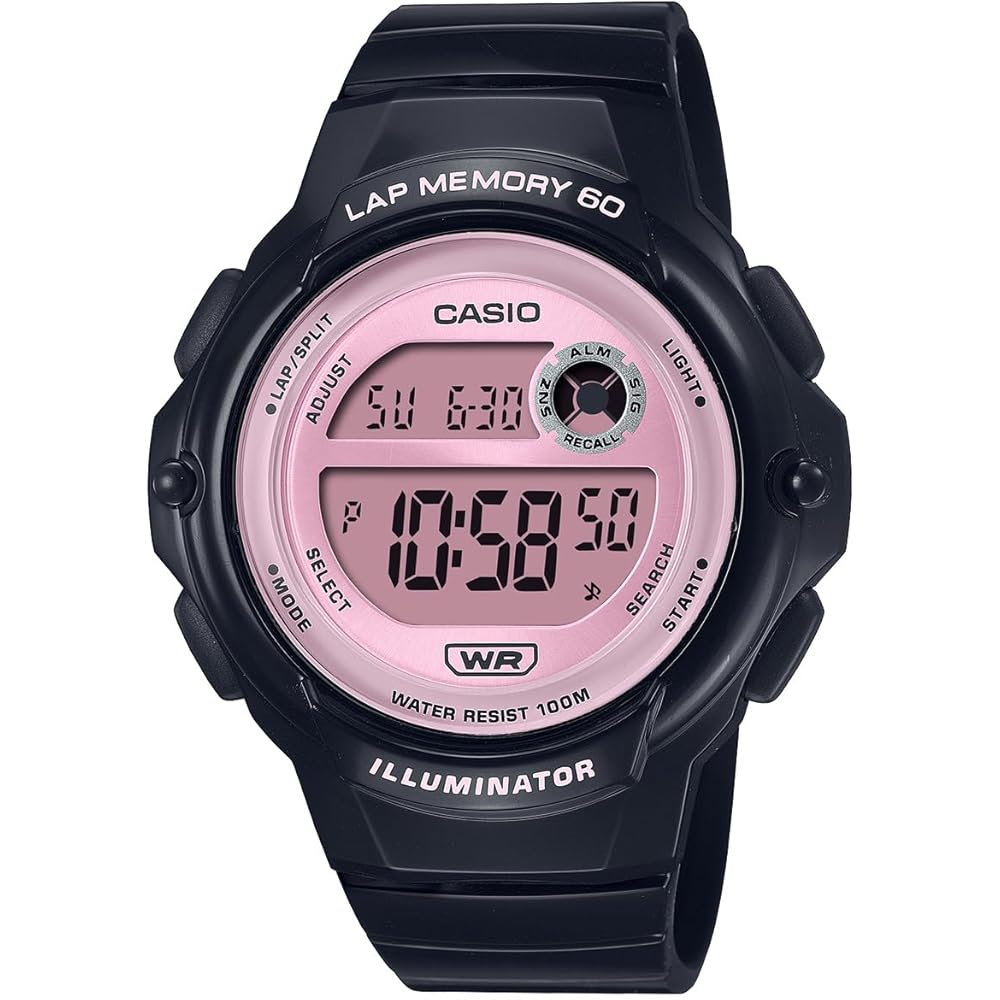Casio LWS-1200H Sports Watch 60 Lap Memory Waterproof Lightweight Black Pink