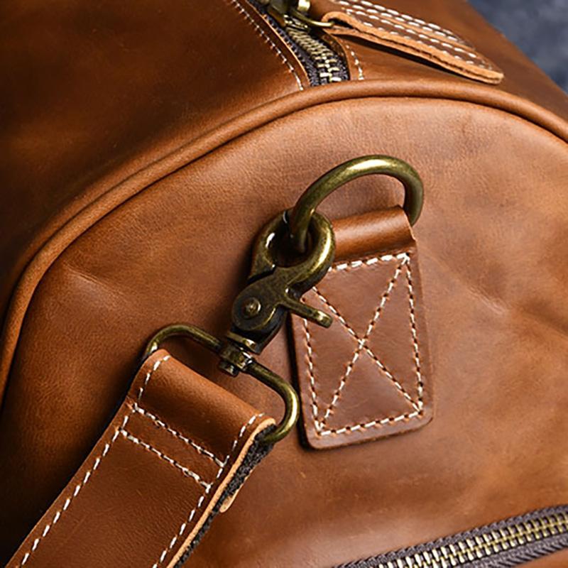 Crazy Horse Leather Travel Bag Luxury Genuine Leather Men Women Travel Bag Cow Leather Carry On Luggage Bag Weekend Duffle Bag