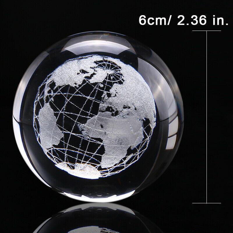 Crystal 60mm 3d Ball Glass Laser Engraved Miniature Sphere Home Gift Decor