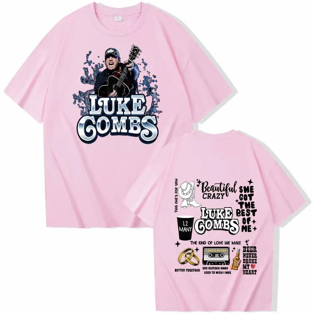 Футболка Luke Combs 2025 Мужская Женская Харадзюку Круглый вырез Летняя Повседневная Футболка