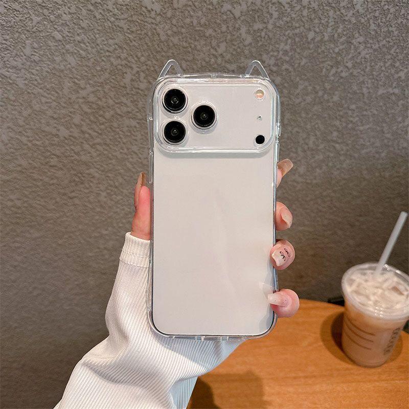 Прозрачный чехол для телефона с ушками кошки для iPhone 17, 16 Pro Max, 15 Pro, 14/13