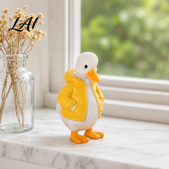 Rustic Home Decoration 2Pcs Resin Duck Statue Handcrafted Wall Decor Ornaments with Lifelike Details Multifunctional Indoor Bookshelf Tabletop