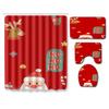 Christmas Bathroom Shower Curtain Four-Piece Combination Floor Mat Bathroom Water Absorbent Non-Slip Door Mat Bedroom Carpet