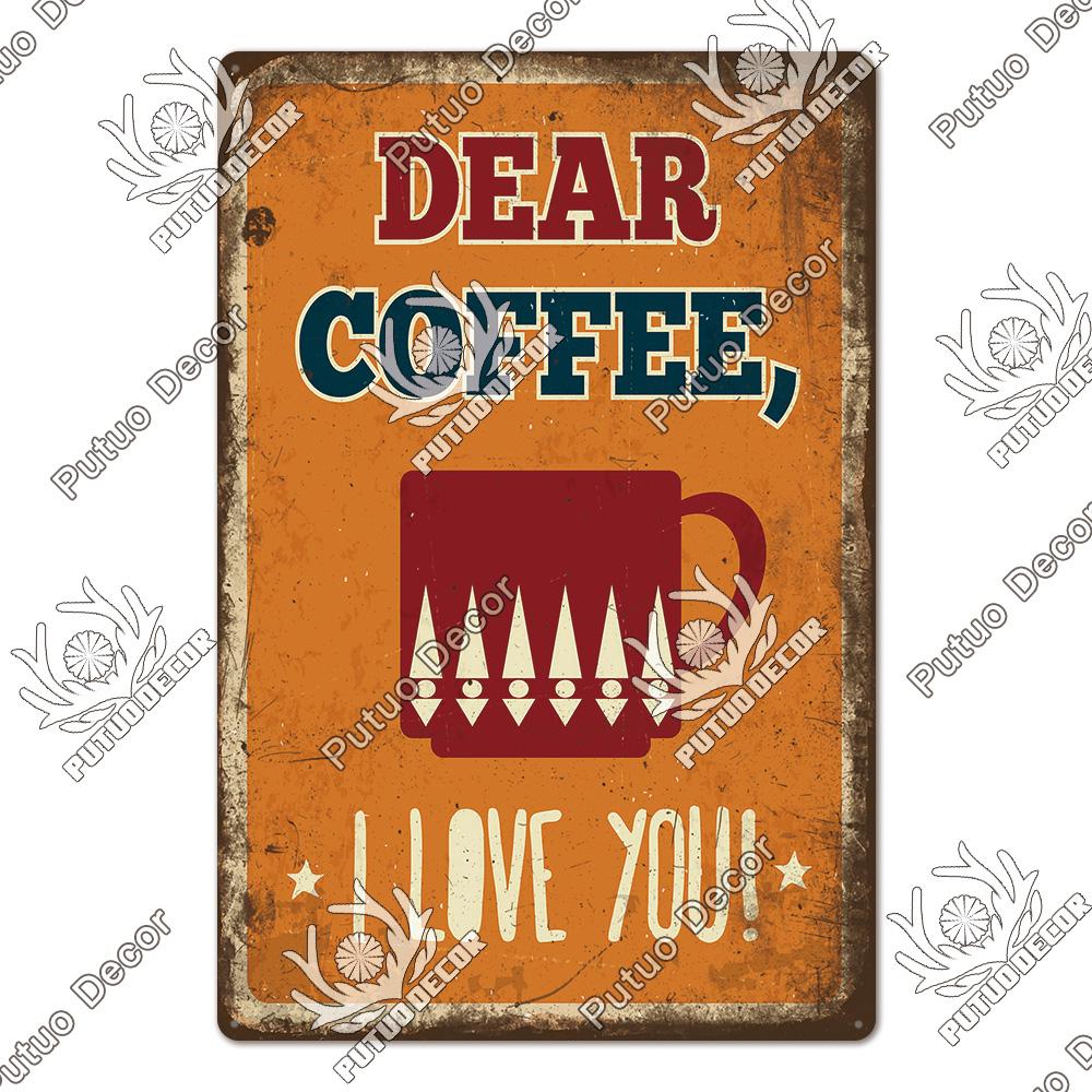 Decor Coffee Vintage Tin Sign Metal Sign Decorative Plaque Retro Plate Cafe Kitchen Living Room Coffee Bar Decoration