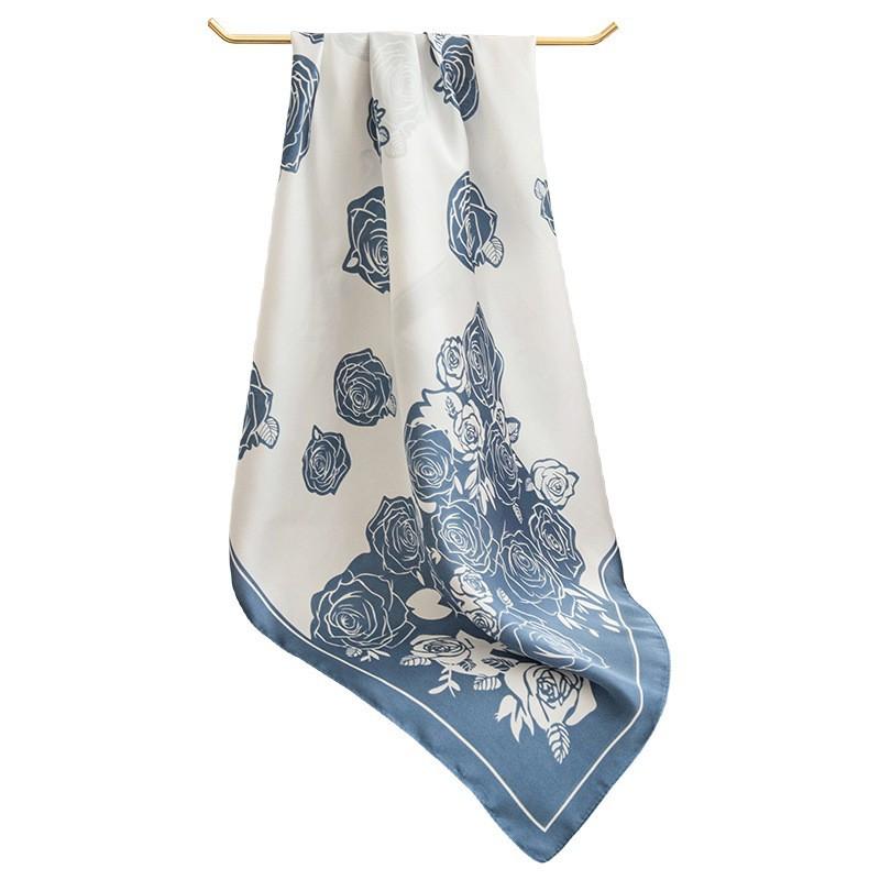 Vintage Oil Painting 70 Square Scarf Satin New Trend Silk Scarf Bohemian Four Seasons Women's Scarf Air Conditioner Shawl