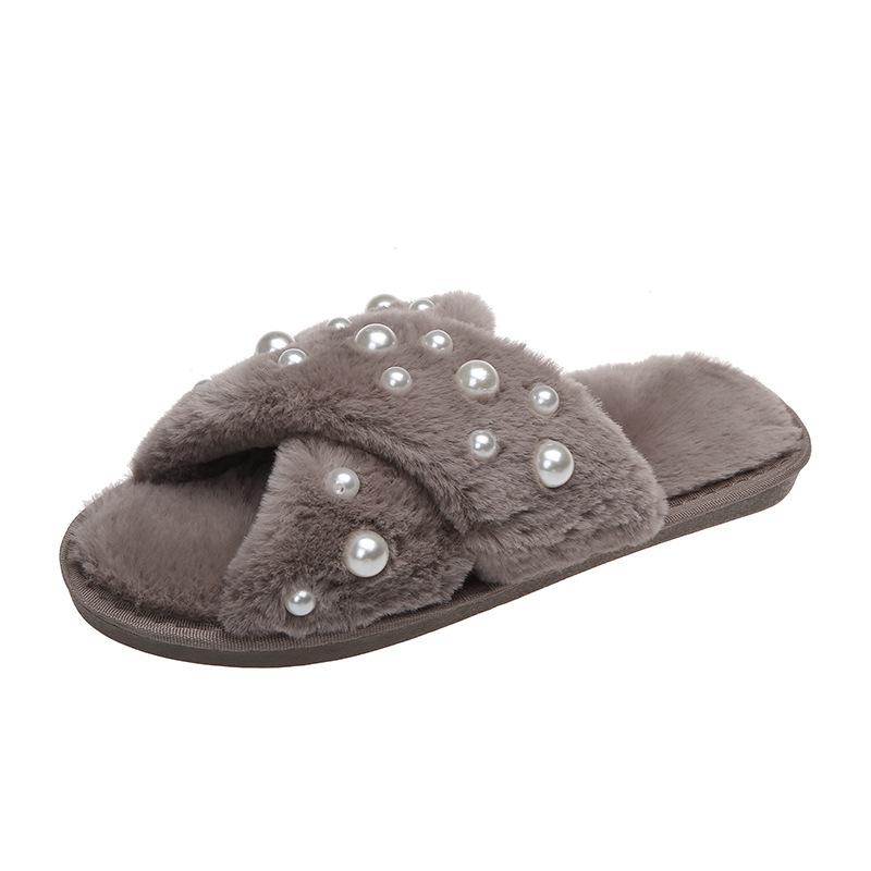 Зимняя мода женские домашние повседневные тапочки женские шлепанцы пушистые туфли крест дизайн слайдеры женские теплые плюшевые тапочки