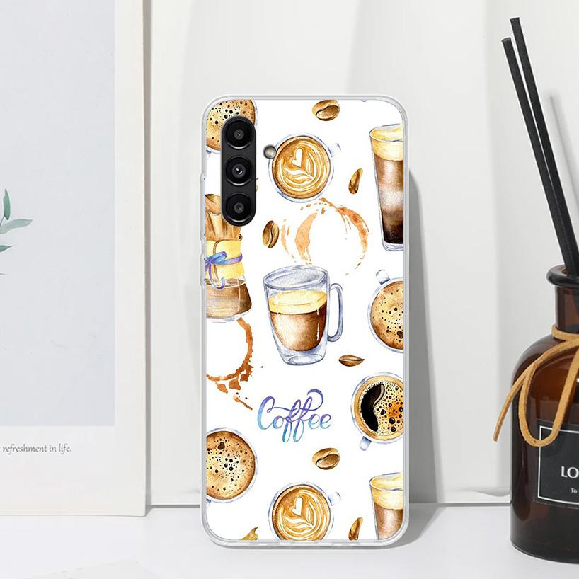 Coffee Wine Cup Phone Case For Samsung Galaxy A15 A25 A35 A55 A14 A24 A34 A54 A13 A23 A33 A53 A12 A22 A32 A52 A05S A04S A03S