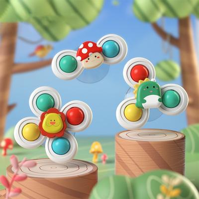 3 шт. Настольная игрушка-спиннер на присоске, встроенные бусины, красочные вращающиеся погремушки, эмоциональный комфорт, сенсорная игрушка, мультяшный спиннер на присоске