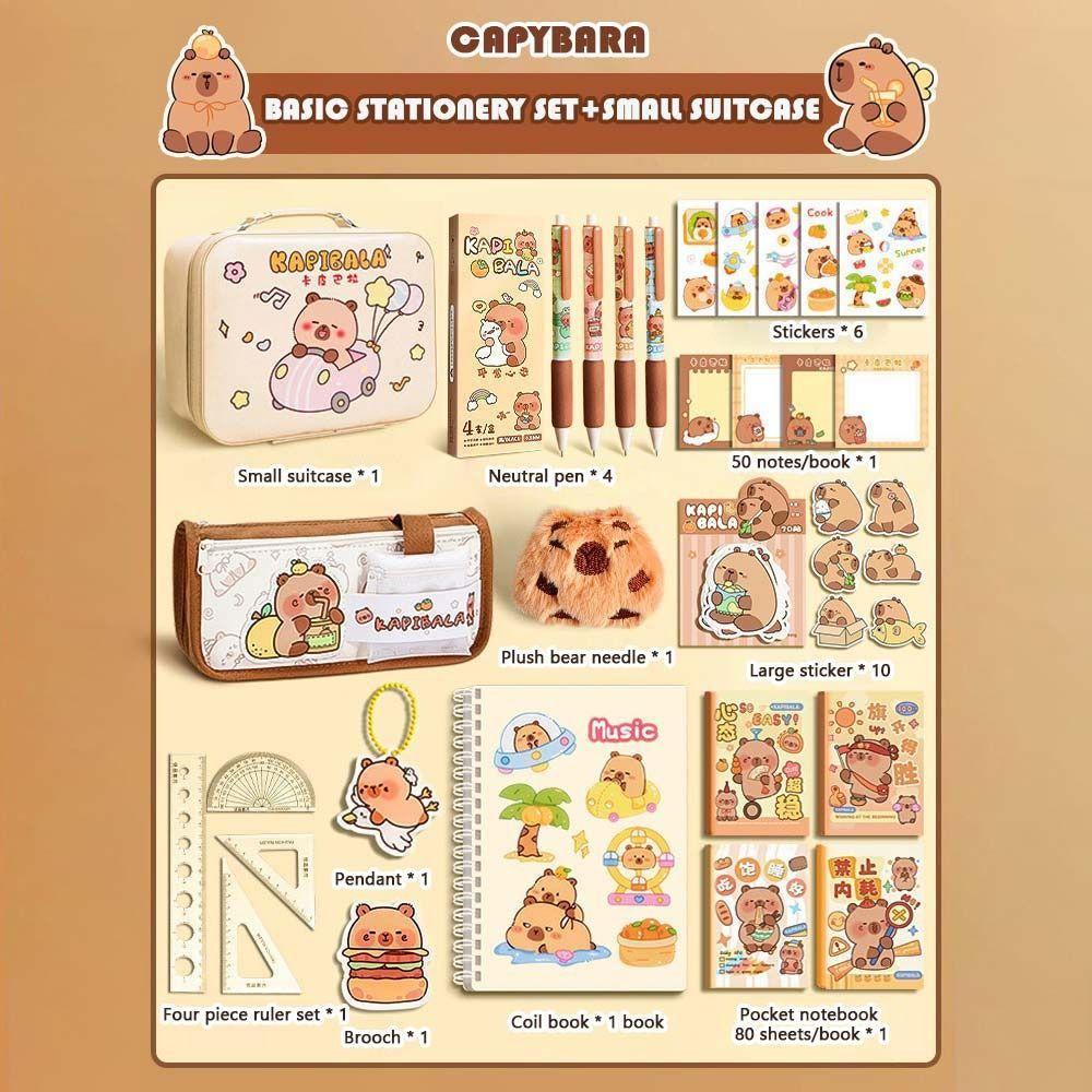 Kawaii Back-to-School Supplies Cute Gift Bag for Students Trendy Capybara Stationery Set