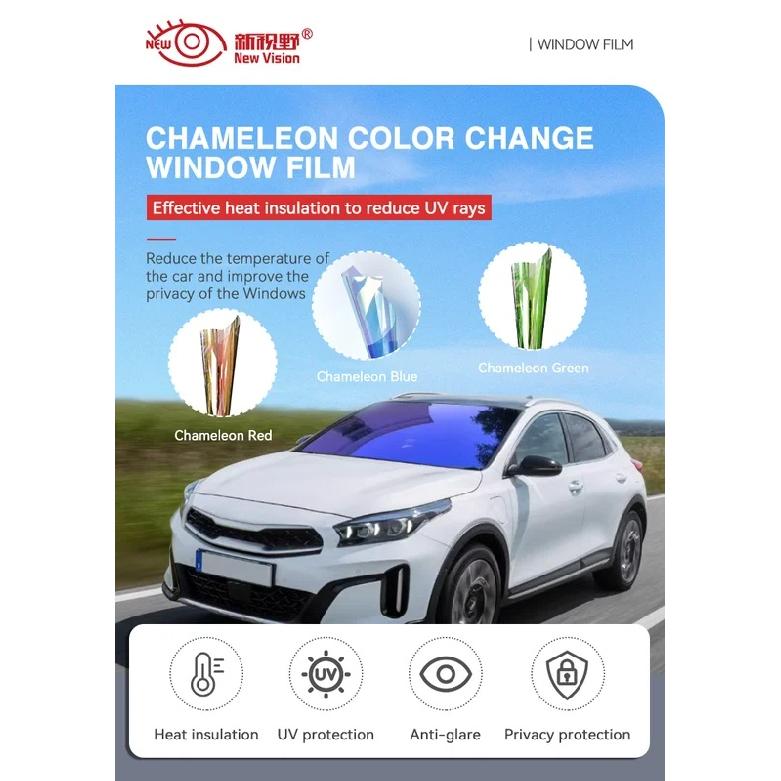 1m Width 60% Chameleon Blue High Definition Window Tint Film High Insulation UV Rejection Chameleon Tint Film For Car Windshied