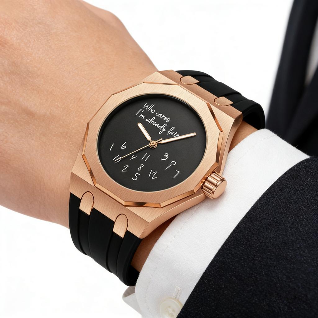 Men's Watch, Featuring a 12-Sided Circular Dial Design, Unique Graffiti-Style Digital Patterns, Silicone Strap, Quartz Movement,