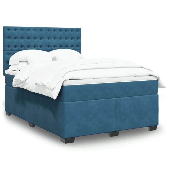 Maison Exclusive - Sommier à lattes de lit et matelas bleu 140x190 cm velours