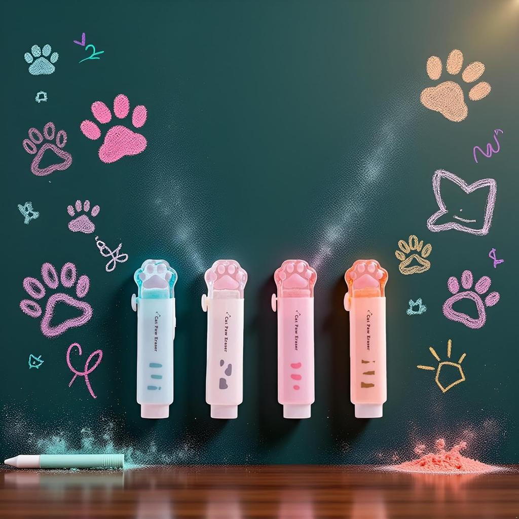 1Pc Cat Paw Shaped Retractable Erasers, Traceless Useful Push-Pull Cat Paw Rubbing Eraser Cute Rubber for Kids, Push-Pull Rubber Eraser for Students
