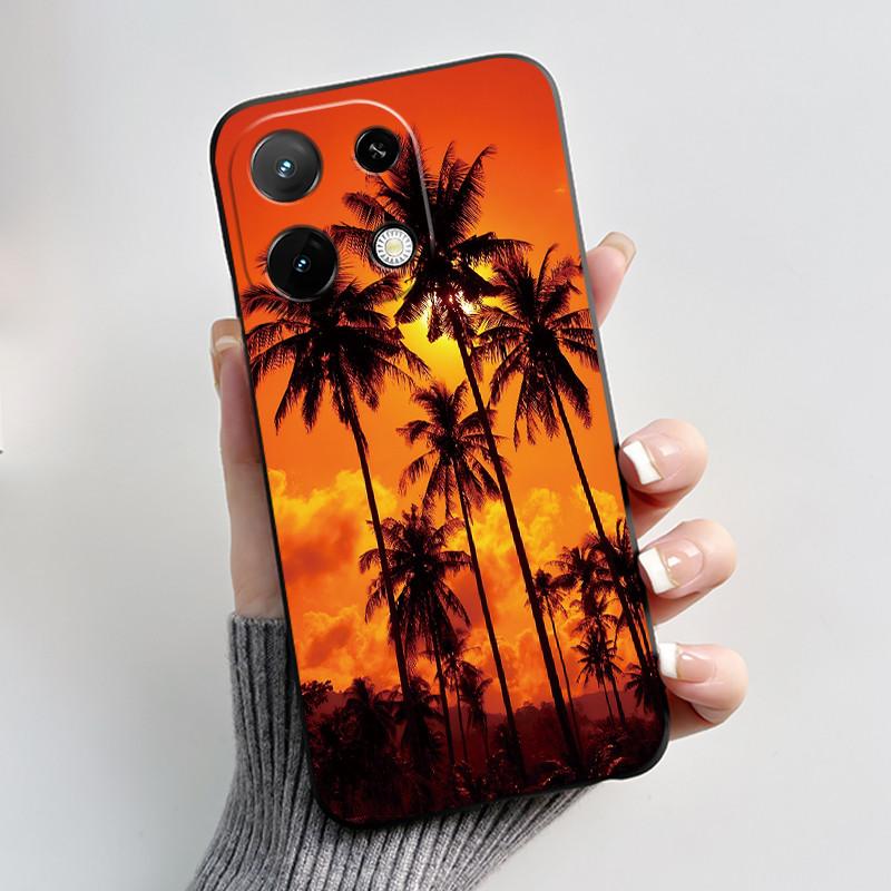 Shockproof Phone Case For Umidigi G9C Soft Silicone Black Casing Aesthetic Romantic Beach Moonlight Pattern Candy Shell