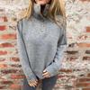 Autumn Winter Women's Stand Collar Plus-size Sweater Solid Color Casual Loose Pullover Knit Top
