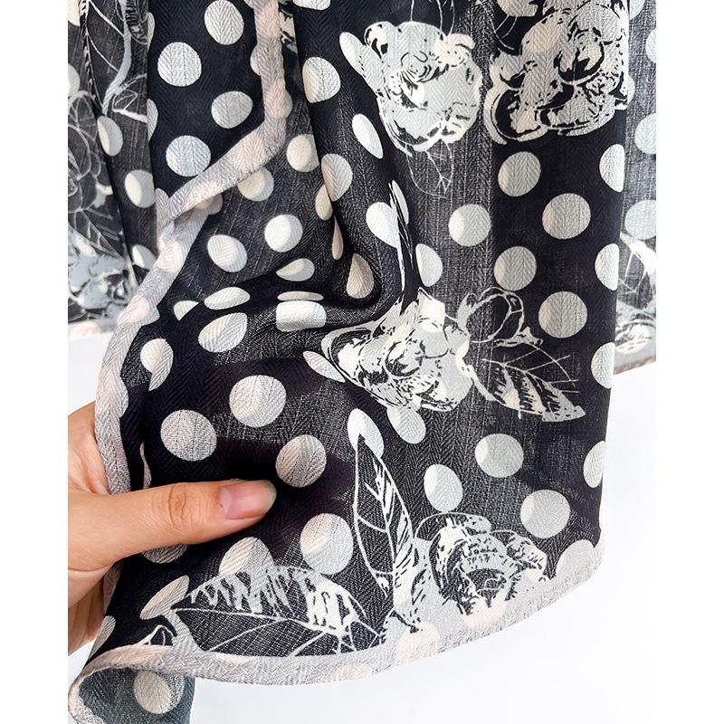 Polka Dot Retro Fashionable Printing New Style Long Strip Small Streamers Age-reducing Versatile High-end Professional Scarf Spring, Summer and Autumn