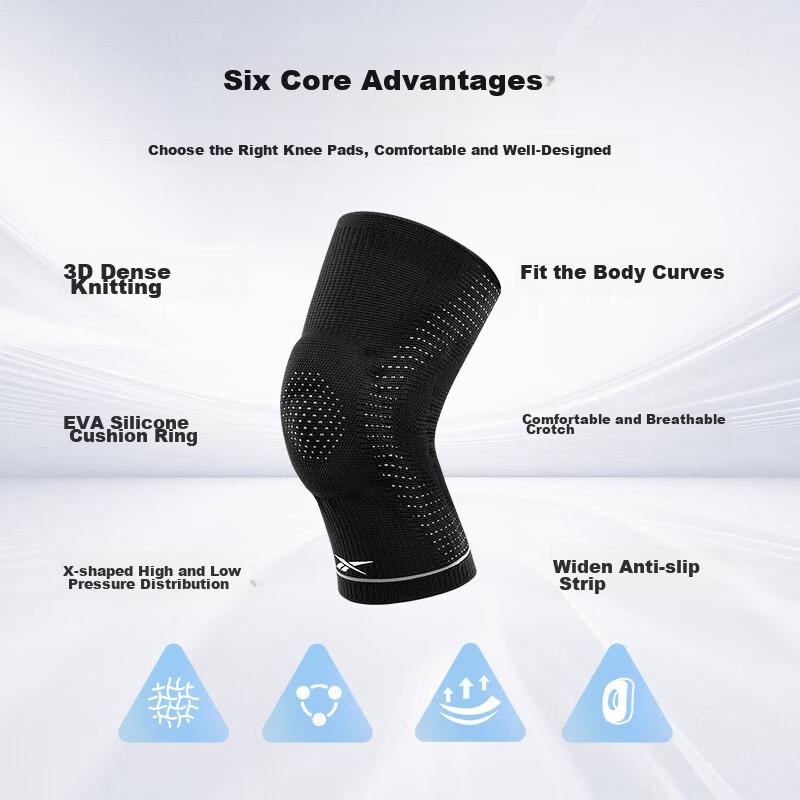 Reebok Sports Knee Brace for Men, Professional Patellar Strap for Running, Basketball, Knee Support for Meniscus, Badminton, Hiking, Deep Squats