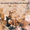 Metal Drummer Windmill Garden Decoration Guitarist Wind Spinner Handmade Percussionist Figurine Vintage Style Ornament for Outdoor Yard
