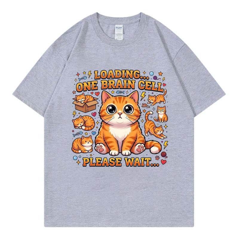 Loading One Brain Cell Funny Cat Meme Tshirts Unisex Unisex Fashion Cartoon Short Sleeve T Shirt Summer Casual Loose Cotton Tshirt