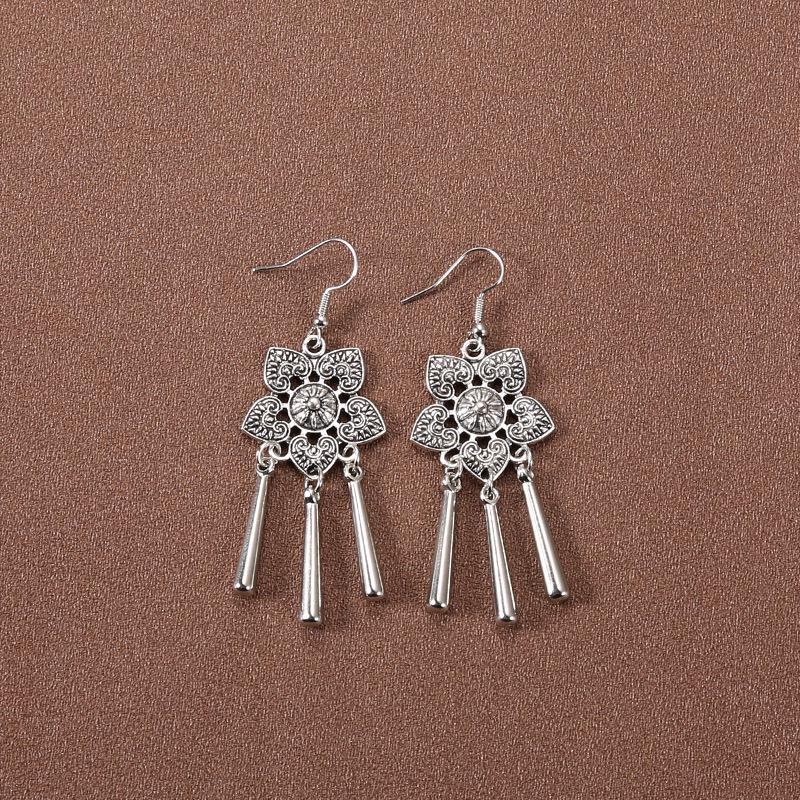 Серьги-кисточки в китайском дворцовом стиле в стиле ретро: Этнические тибетские серебряные украшения Ханфу