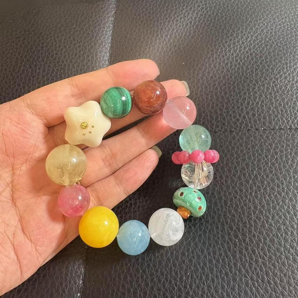 New Style Natural Crystal Antler Mushroom Bead Bracelet