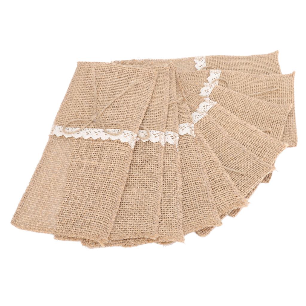 20 шт. мешковины держатели для столовых приборов кружевное украшение кружевная сумка для столовых приборов для свадьбы в стиле ретро