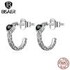 925 Sterling Silver Vintage Heart-shaped Black Zircon Earrings for Women Birthday Gift Fine Jewerly