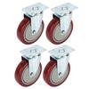 4PCS Heavy Caster 360 Degrees  Rotation Plate PU Universal Wheel for Furniture Shopping Cart5in 250lb