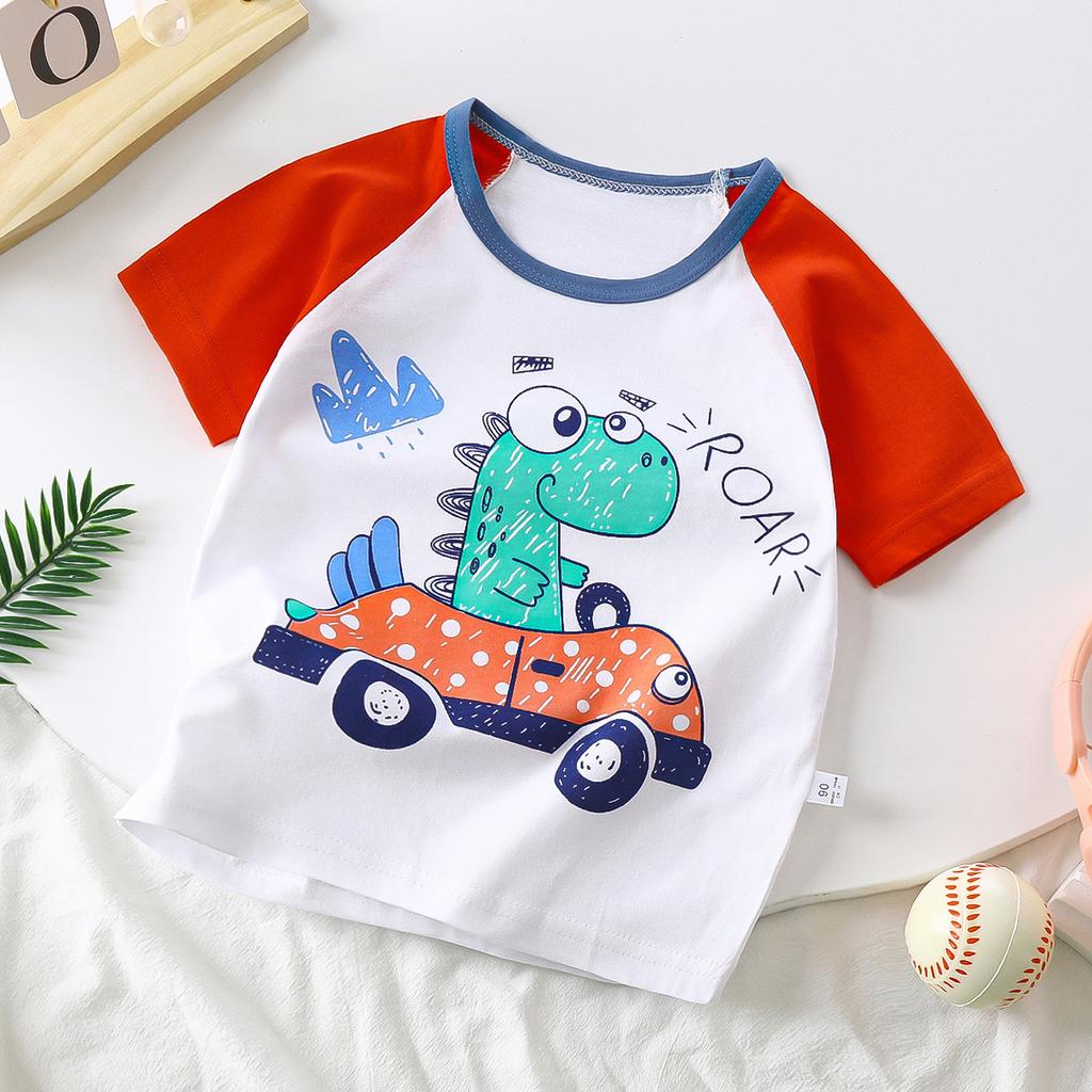 Children's Short Sleeve Pure Cotton Summer New Boy's T-shirt Baby Cartoon Girl Short Sleeve Korean Version of Top for Children