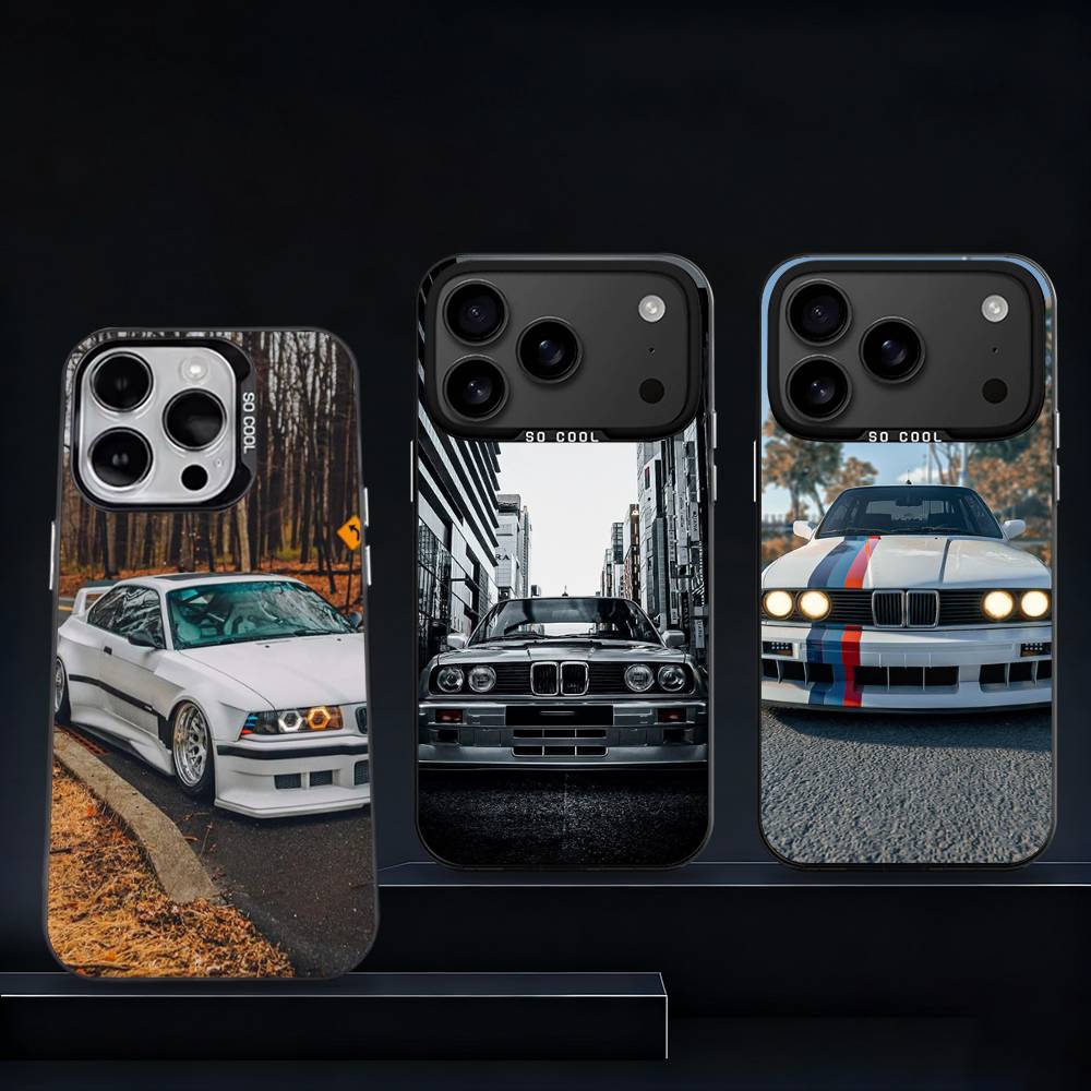 E30-Машина для B-BMWS-ES Чехол для телефона Для iPhone 17,16,15,14,13,12,11,Pro,XS,Max,Plus,Mini,SE4,E Черный Матовый Ударопрочный Чехол