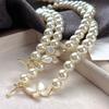 Vintage High-Gloss Perfect Circle Artificial Crystal Pearl Butterfly Sweater Chain Necklace Collarbone Chain