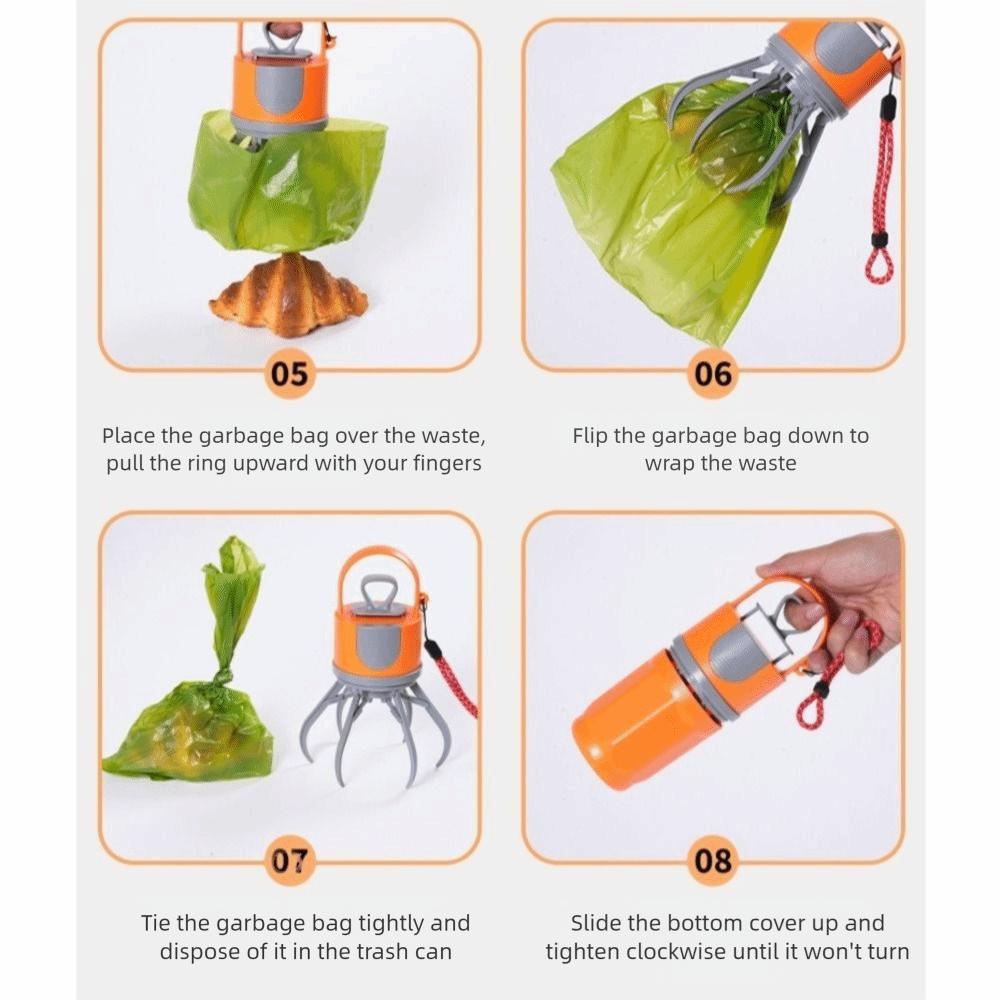 Бесконтактный Совок для Собак Шестизахватный Портативный Сборщик Фекалий Животных Пластиковый с Подвесным Шнуром Захватчик Отходов Животных Для Выгула Собак