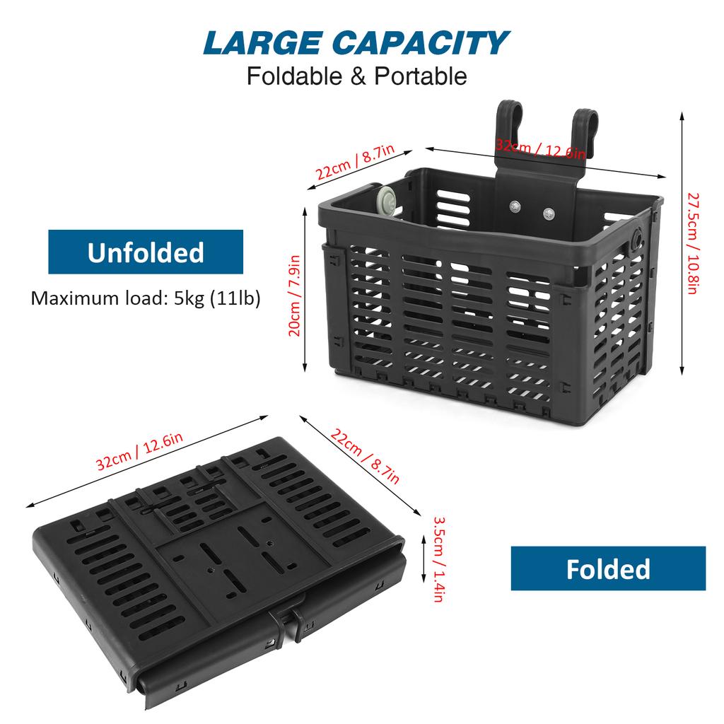 Складная велосипедная корзина Съемная пластиковая корзина на руль велосипеда Передняя корзина Велосипедный задний багажник Подвесная корзина Велосипедный грузовой багажник