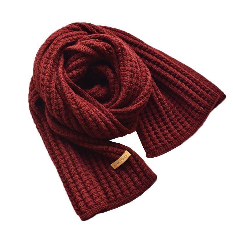 Ins Harajuku Style Coarse Wool Knitted Scarf Women's Winter Korean Version of The Wild Warmth Japanese Students Solid Color Scarf Trend