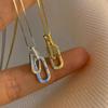 New 925 Sterling Silver Necklace Geometric Shape Shiny Pendant Clavicle Chain For Women Fine Jewelry