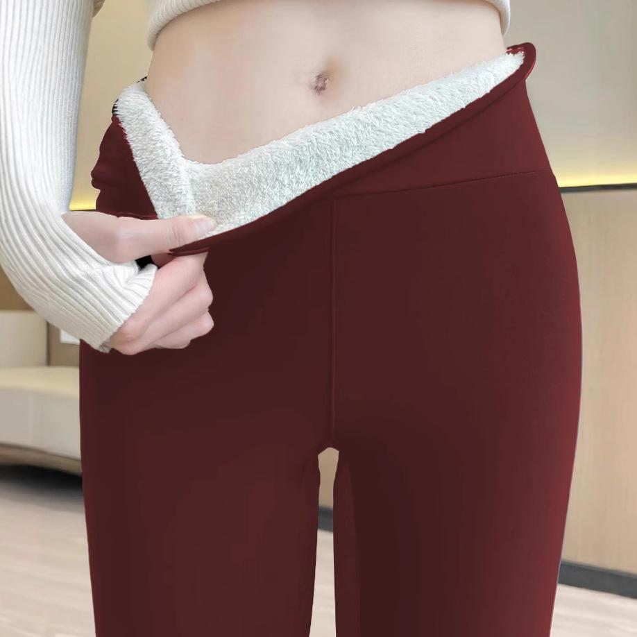 Теплые леггинсы больших размеров с бархатной подкладкой - утолщенная овчина осень/зима