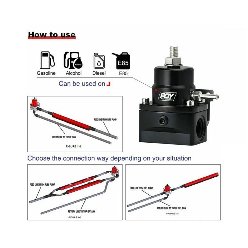 ABRE-AN8/8/6 Fuel Inject Regulator With Boost Gauge High Pressure 8AN BLACK