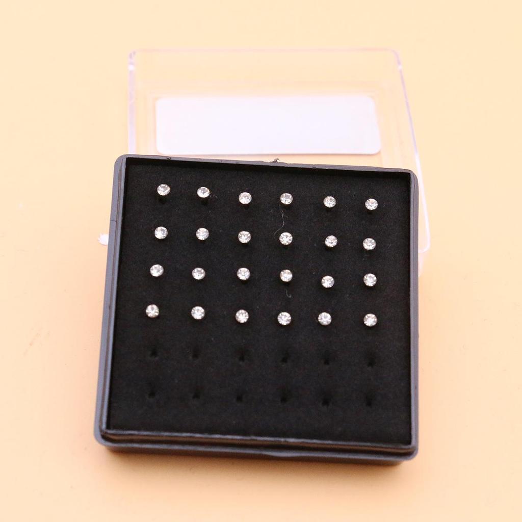 Stainless Steel Nose Studs with 2mm, 2.5mm, 3mm Rhinestones for Body Piercing