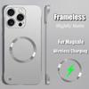 Magnetic Frameless Phone Case For iPhone 16 Pro Max Shell For Magsafe Magsafing Borderless Matte Cover For Apple 14 13 12 Pro Max 15 Pro 16 Plus Coque