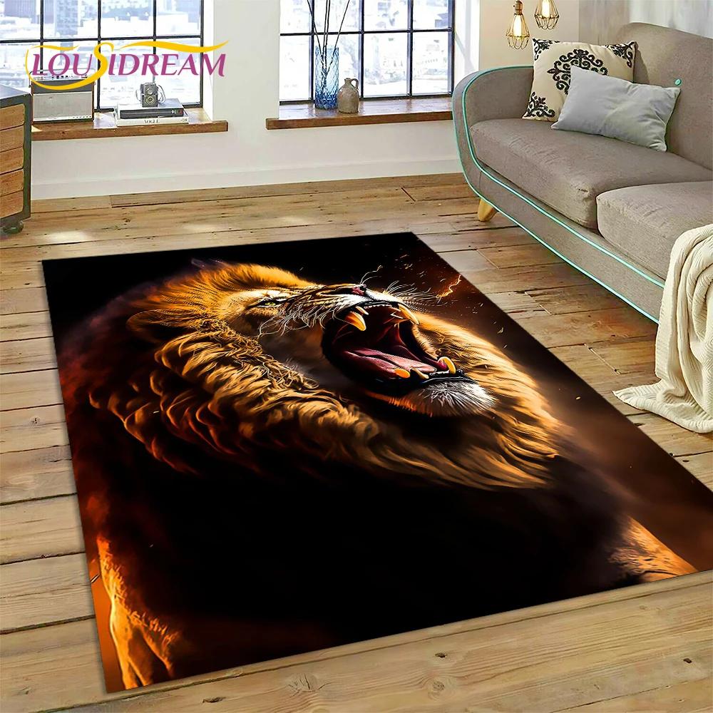 3D зверь, тигр, лев, животное, дикая природа, мультяшный ковер, ковер для дома, гостиной, спальни, дивана, коврик для двери, декор, детский коврик, нескользящий коврик