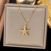 Винтажное Изысканное Минималистичное Ожерелье с Подвеской в виде Морской Звезды из Ракушки для Женщин Модное Универсальное Летнее Пляжное Вечернее Циркон Подарок