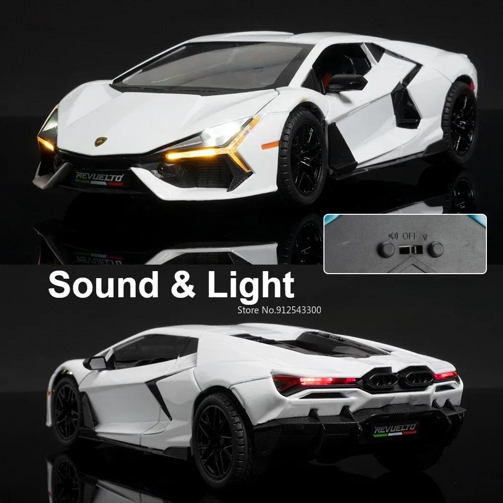 1:24 Revuelto Sports Car Toy Model Alloy Diecast Music Light Supercar Doors Opened Vehicle Models Collection Gifts for Boys