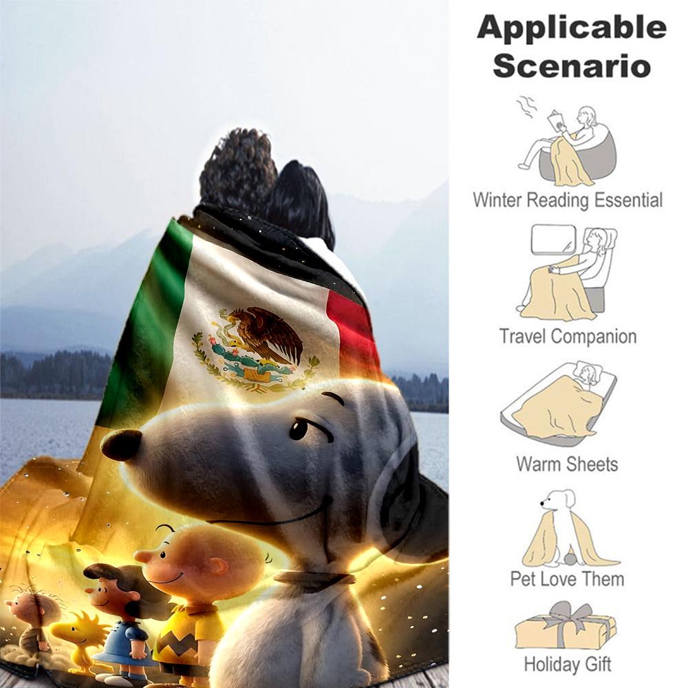 1pc Snoopy Friends Mexico Outdoor Blanket, Soft And Comfortable Blanket, Casual Warm, Camping Travel Blanket, Birthday Gift. M714068