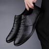 New casual men's leather shoes Luxury quality gentleman style Leisure Outdoor Party Adult daily Black and White flat shoes
