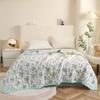 Fresh Floral Quilt Queen Size Summer Soft Lightweight Air Conditioning Quilted Quilt Multi-function Thin Blanket for Boys Girls